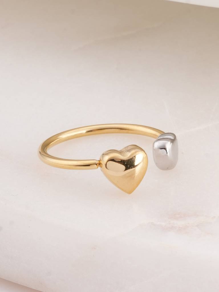 Multicolour Heart Open Rings For Womens (Size- Adjustable) - Waterproof & Anti-Tarnish : SSWRG0502-A