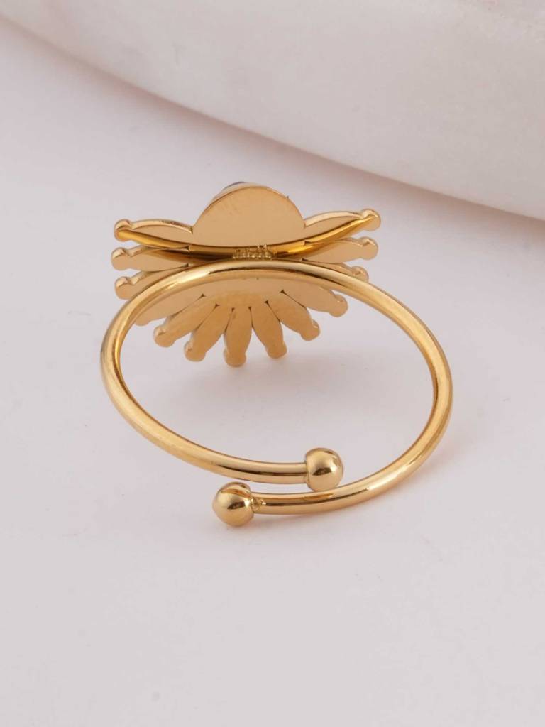 Blue Stone Sunburst Ring For Womens (Size- Adjustable) - Waterproof & Anti-Tarnish : SSWRG0503-A