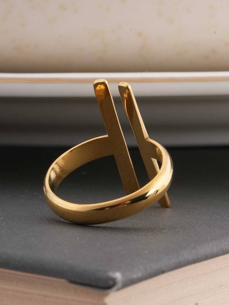 Vertical Bar Ring For Womens (Size- Adjustable) - Waterproof & Anti-Tarnish : SSWRG0526-A