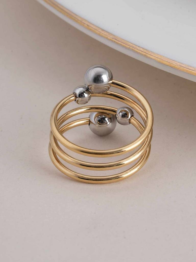 Spring Ball Ring For Womens (Size- Adjustable) - Waterproof & Anti-Tarnish : SSWRG0530-A