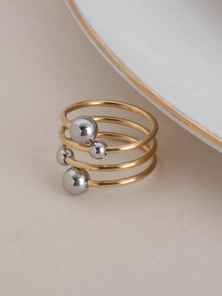Spring Ball Ring For Womens (Size- Adjustable) - Waterproof & Anti-Tarnish : SSWRG0530-A