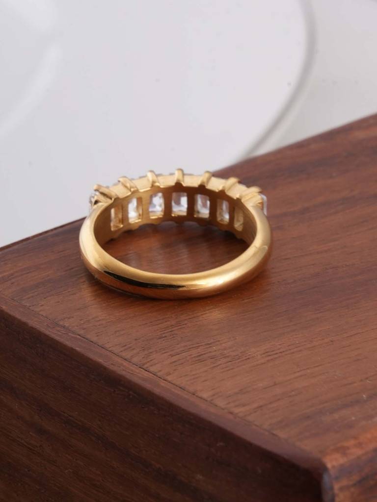 Gold Baguette-Cut Zirconia Ring For Womens : SSWRG0547-7