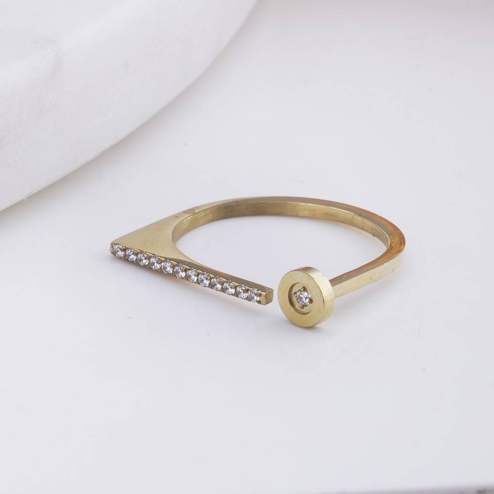 Geometric Bar & Bezel Diamond Ring For Womens : SSWRG0558-6