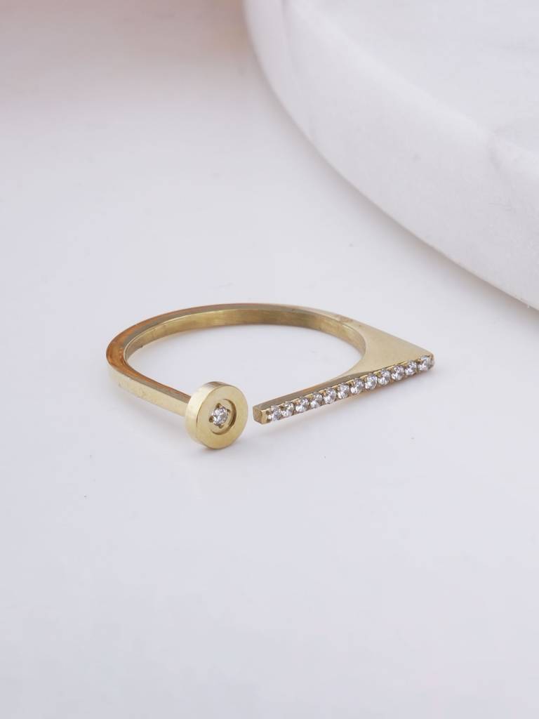 Geometric Bar & Bezel Diamond Ring For Womens : SSWRG0559-7