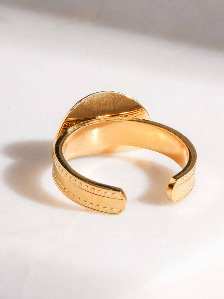 Chunky Plateau Ring For Womens (Size- Adjustable) - Waterproof & Anti-Tarnish : SSWRG0561-A