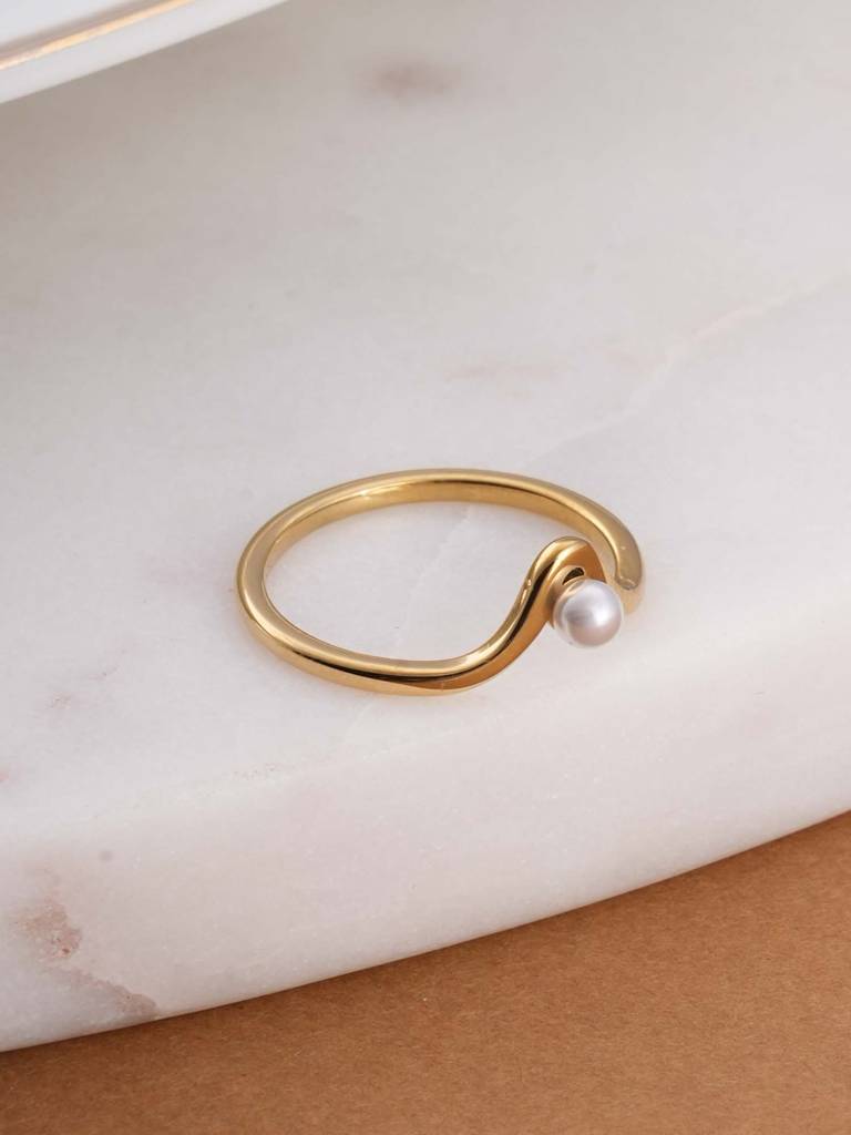 Delicate Vee Pearl Ring For Womens : SSWRG0576-7