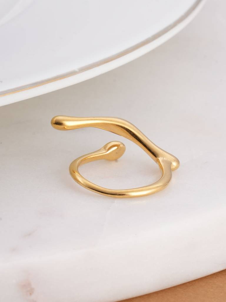 Line N Ball Gold Ring For Womens (Size- Adjustable) - Waterproof & Anti-Tarnish : SSWRG0598-A