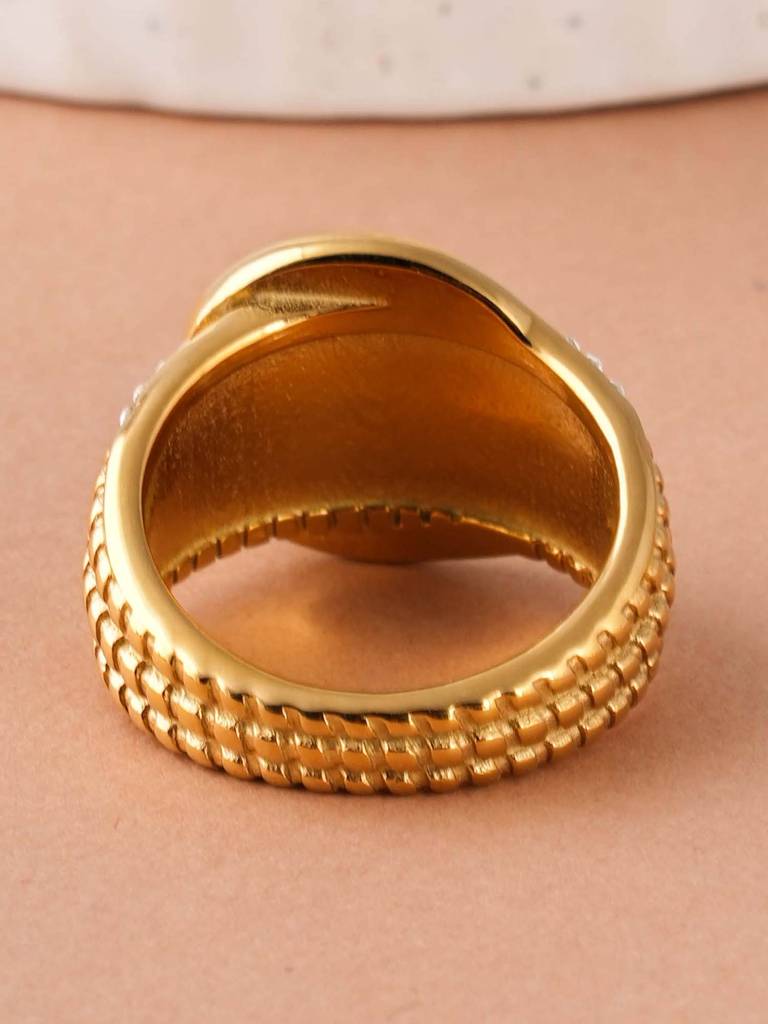 Crystal Embellished Gold Statement Ring For Womens : SSWRG0607-5