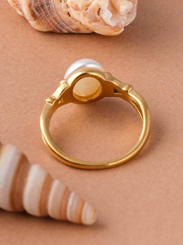 Vintage Inspired Gold Pearl Ring For Womens : SSWRG0616-5