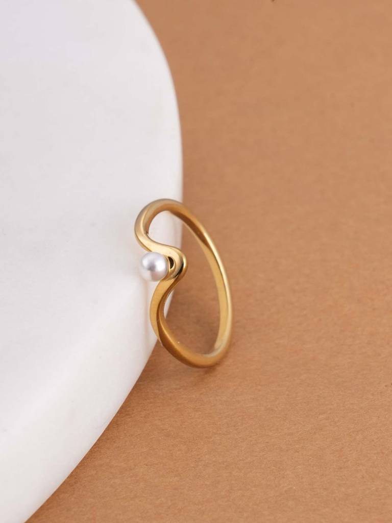 Delicate Vee Pearl Ring For Womens : SSWRG0710-8