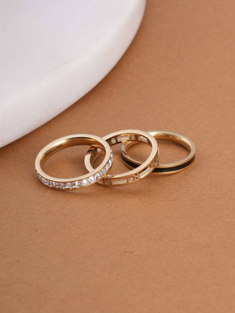 Stackable Gold Ring Set For Womens : SSWRG0715-8