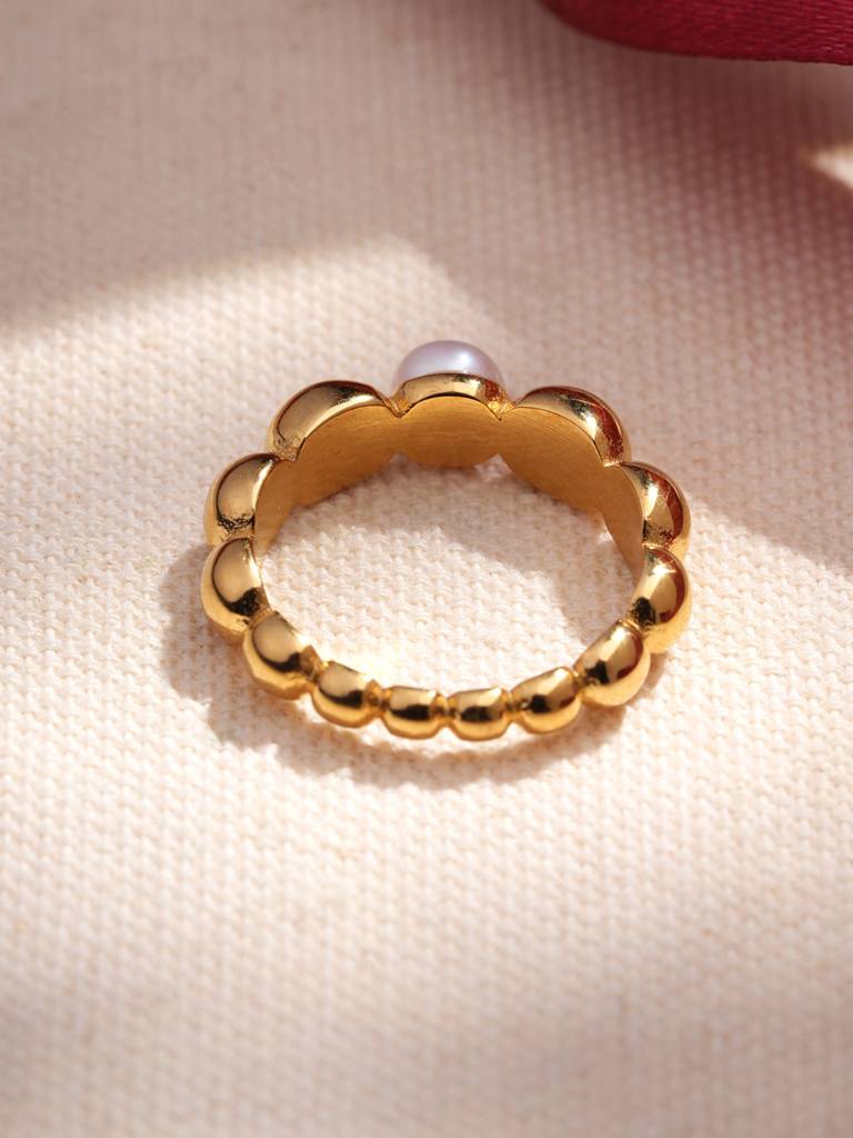 Golden Bubble Pearl Ring For Women : SSWRG0816-5