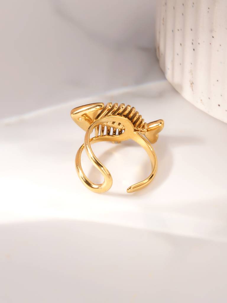 Aqua Fishbone Open Ring For Womens (Size- Adjustable) : SSWRG0955-A