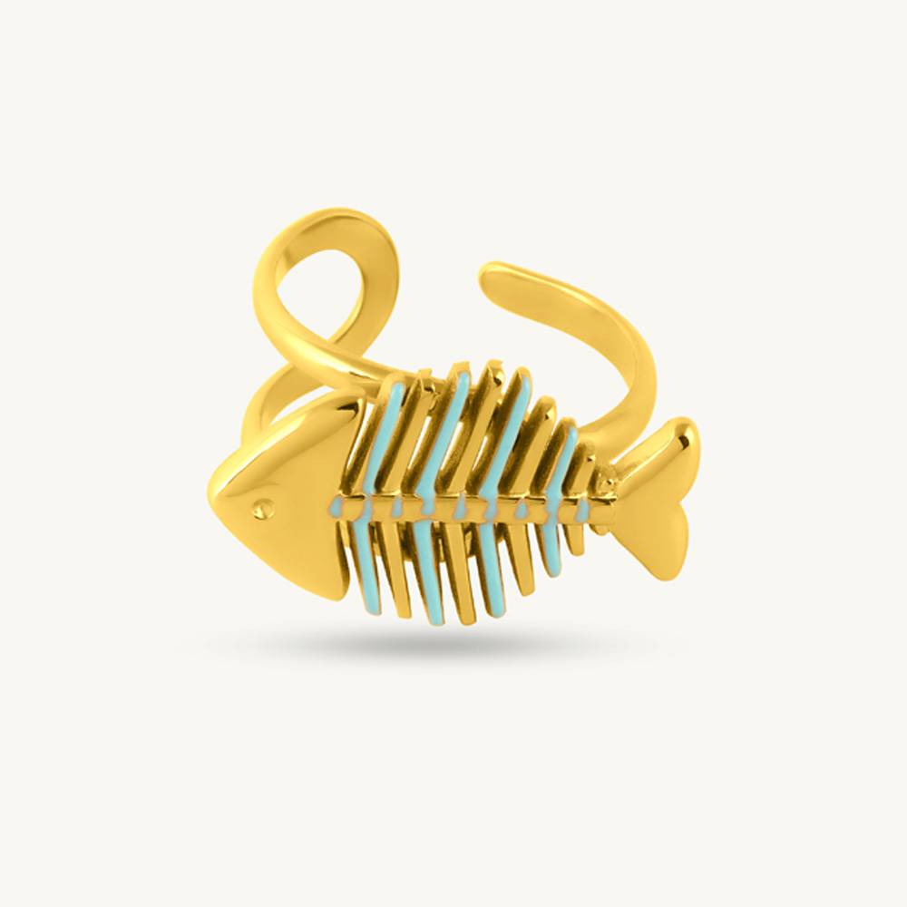 Aqua Fishbone Open Ring For Womens (Size- Adjustable) : SSWRG0955-A