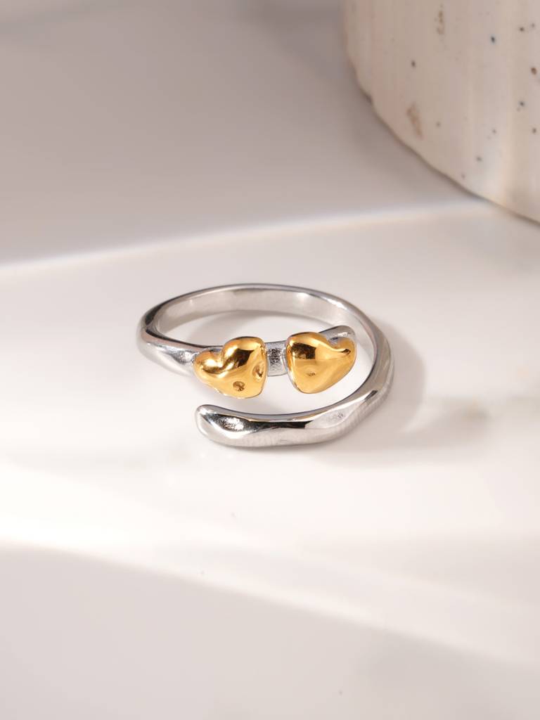 Twin Heartbud Wrap Ring For Womens : SSWRG0965-6