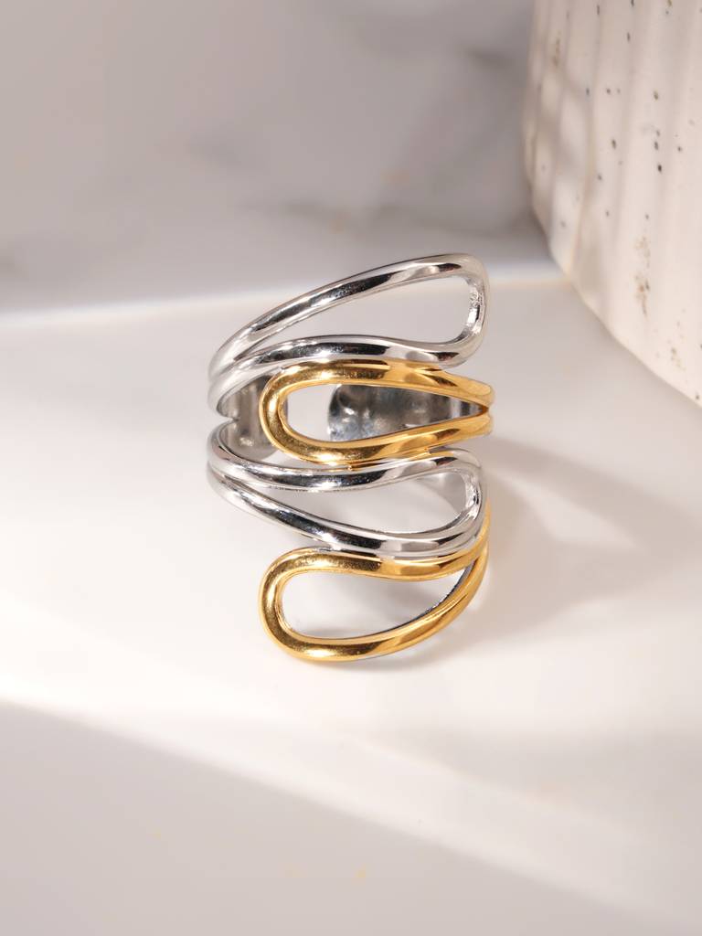 Dual Tone Flow Wrap Ring For Womens : SSWRG0968-6