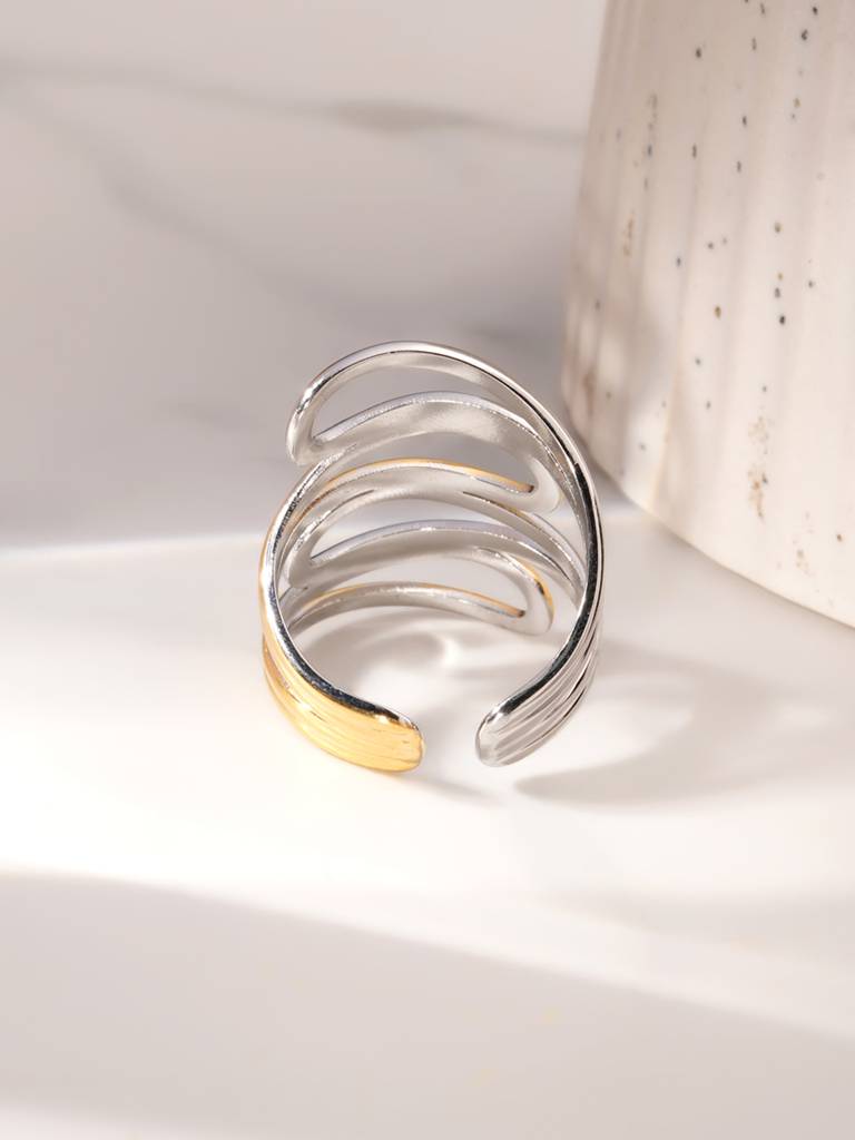 Dual Tone Flow Wrap Ring For Womens : SSWRG0968-6