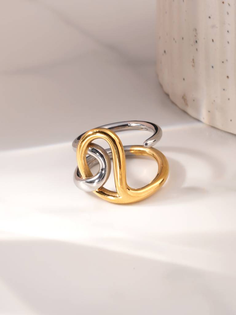 Entwine Curve Dual Tone Ring For Womens (Size- Adjusaable) : SSWRG0972-A