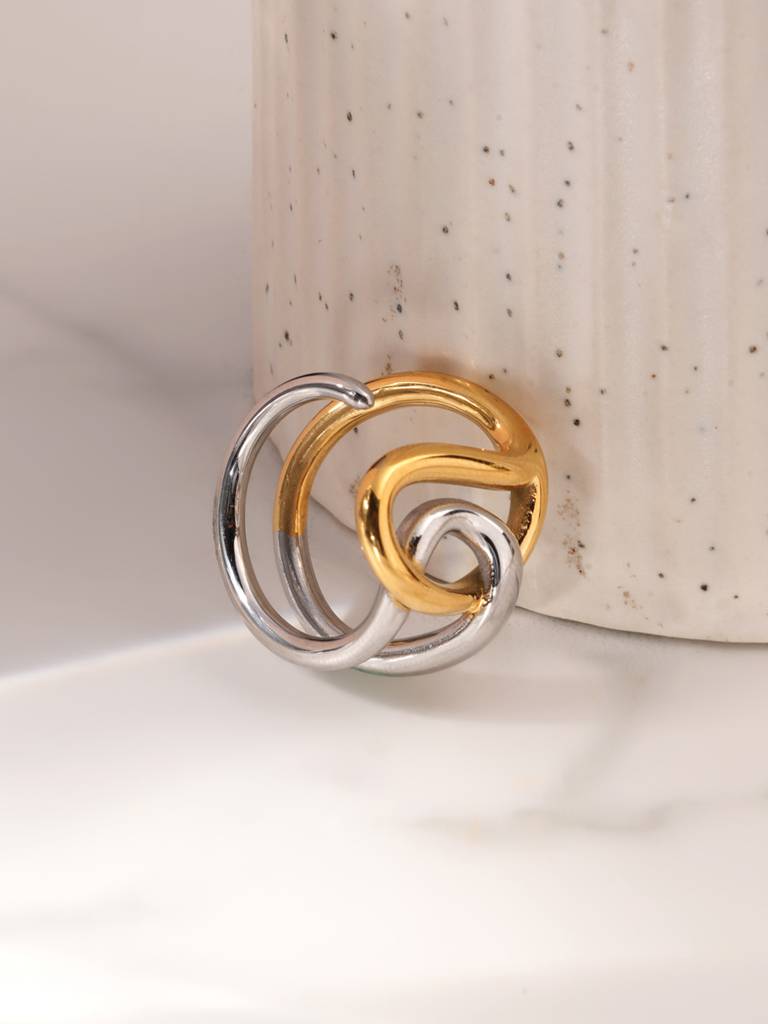 Entwine Curve Dual Tone Ring For Womens (Size- Adjusaable) : SSWRG0972-A