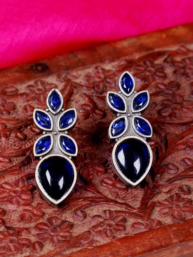 Firoza Neelam Stud Earrings : STONESTUD1386
