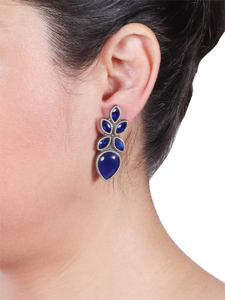 Firoza Neelam Stud Earrings : STONESTUD1386