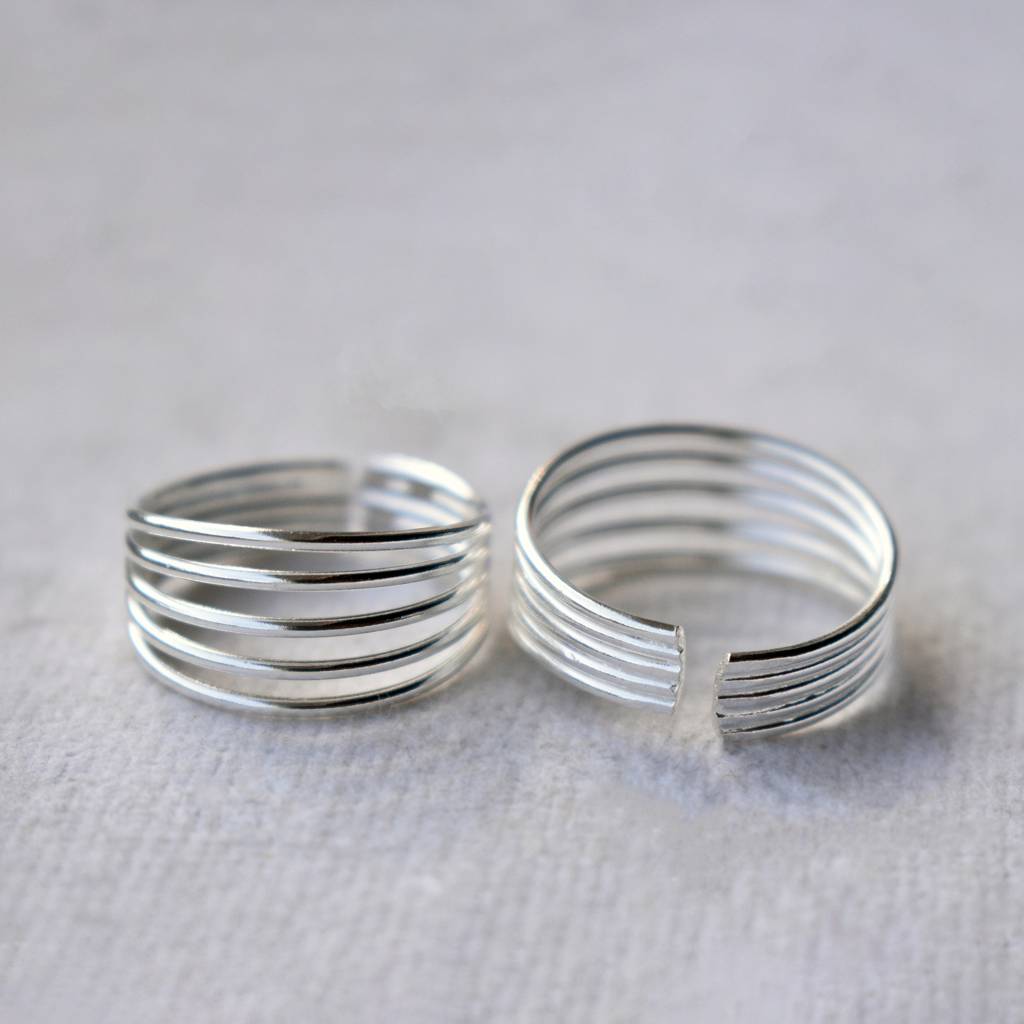 Multi-Band Adjustable Sterling Silver Toe Ring : STR009