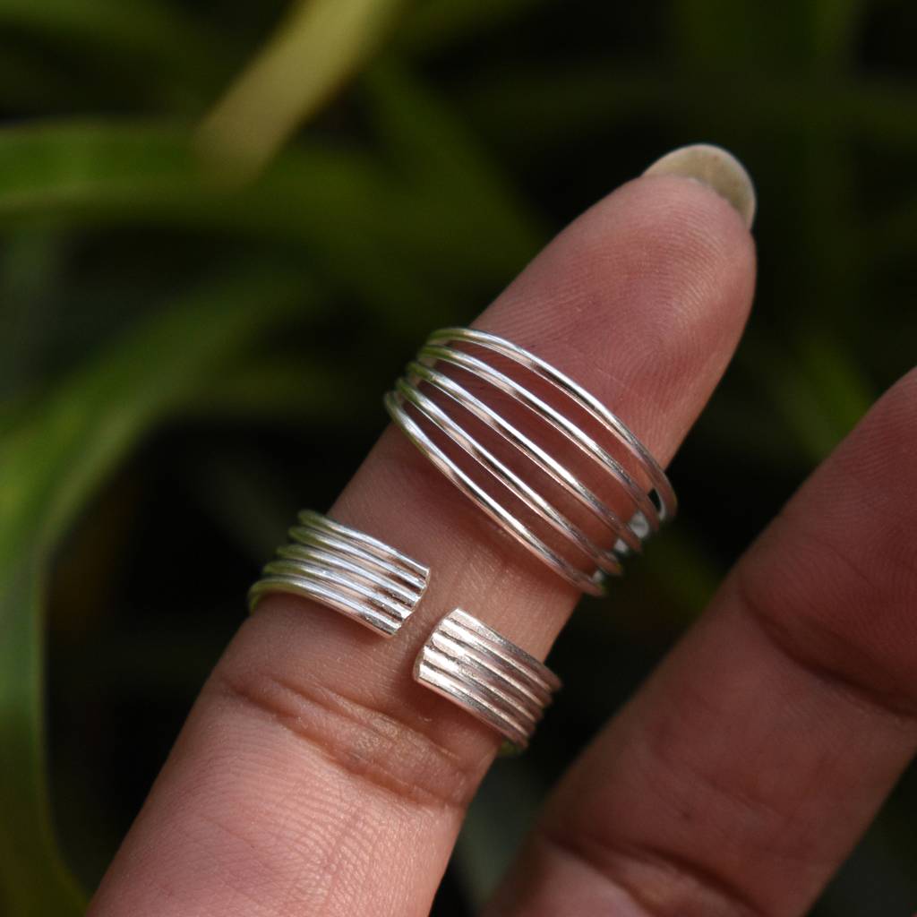 Multi-Band Adjustable Sterling Silver Toe Ring : STR009