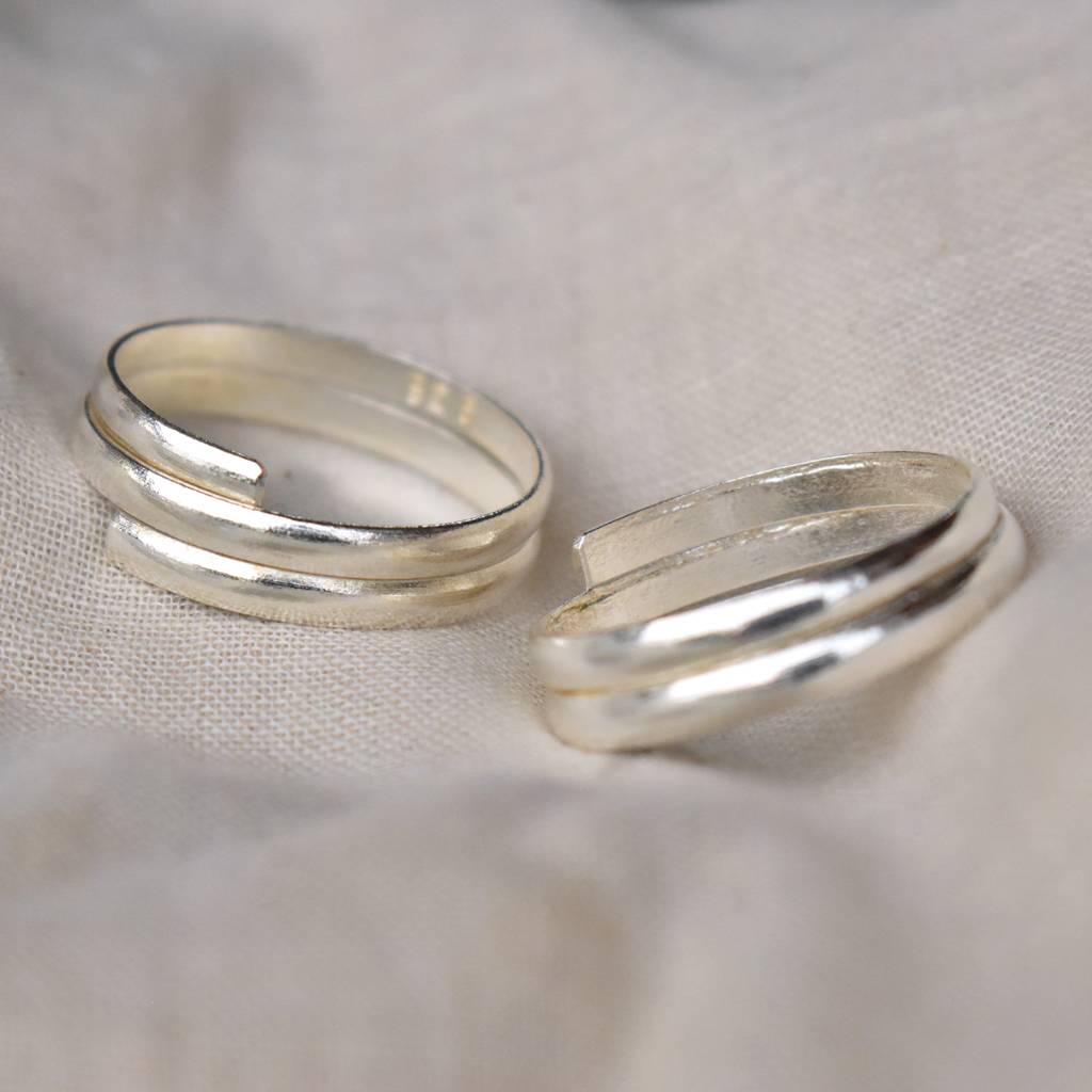 Double-Stacked Adjustable Sterling Silver Toe Ring : STR011