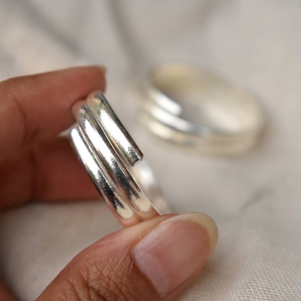 Double-Stacked Adjustable Sterling Silver Toe Ring : STR011