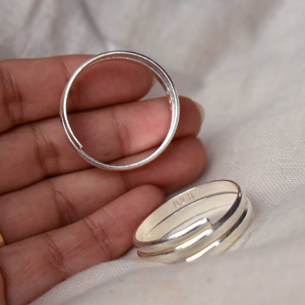 Double-Stacked Adjustable Sterling Silver Toe Ring : STR011