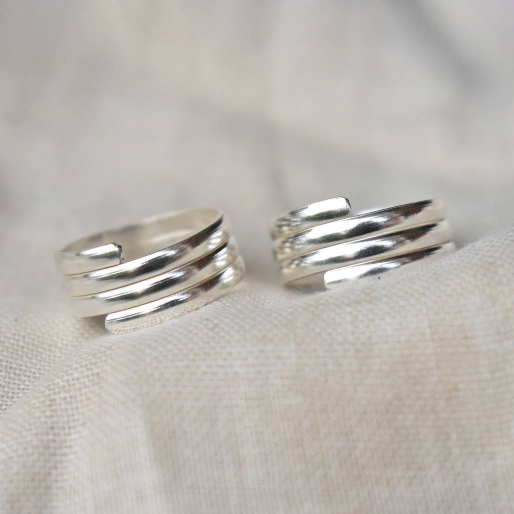 Multi Band Adjustable Sterling Silver Toe Ring : STR012
