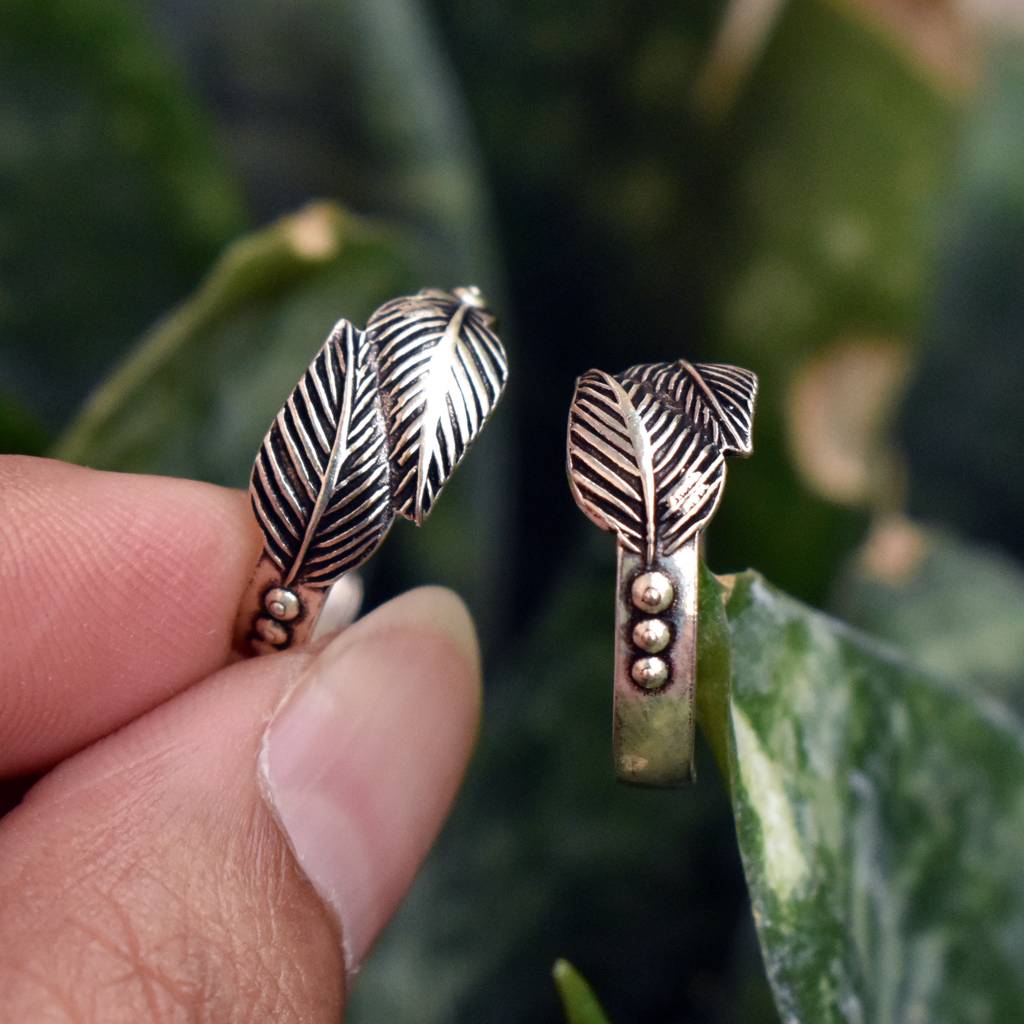 Leaf Motif Adjustable Sterling Silver Toe Ring : STR013