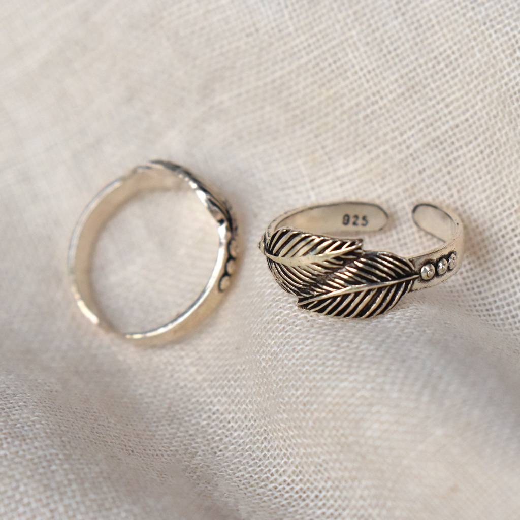 Leaf Motif Adjustable Sterling Silver Toe Ring : STR013