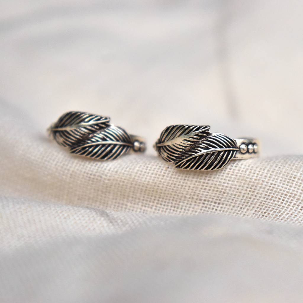 Leaf Motif Adjustable Sterling Silver Toe Ring : STR013