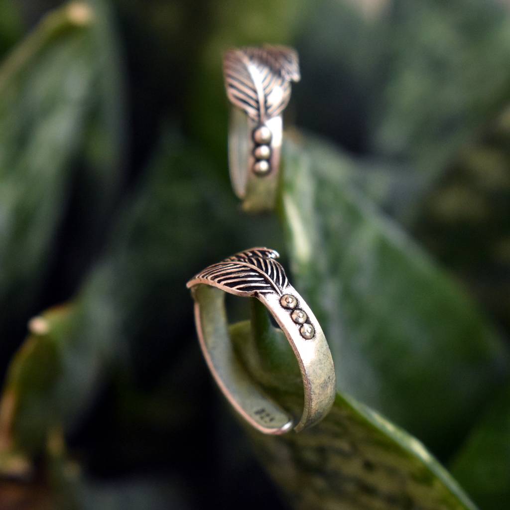 Leaf Motif Adjustable Sterling Silver Toe Ring : STR013
