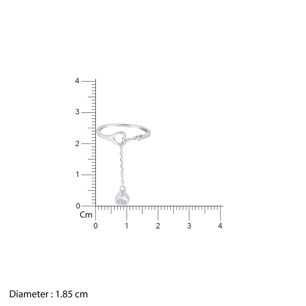 925 Sterling Silver Heart Chain Drop Dangle Adjustable Ring : STRG4-A