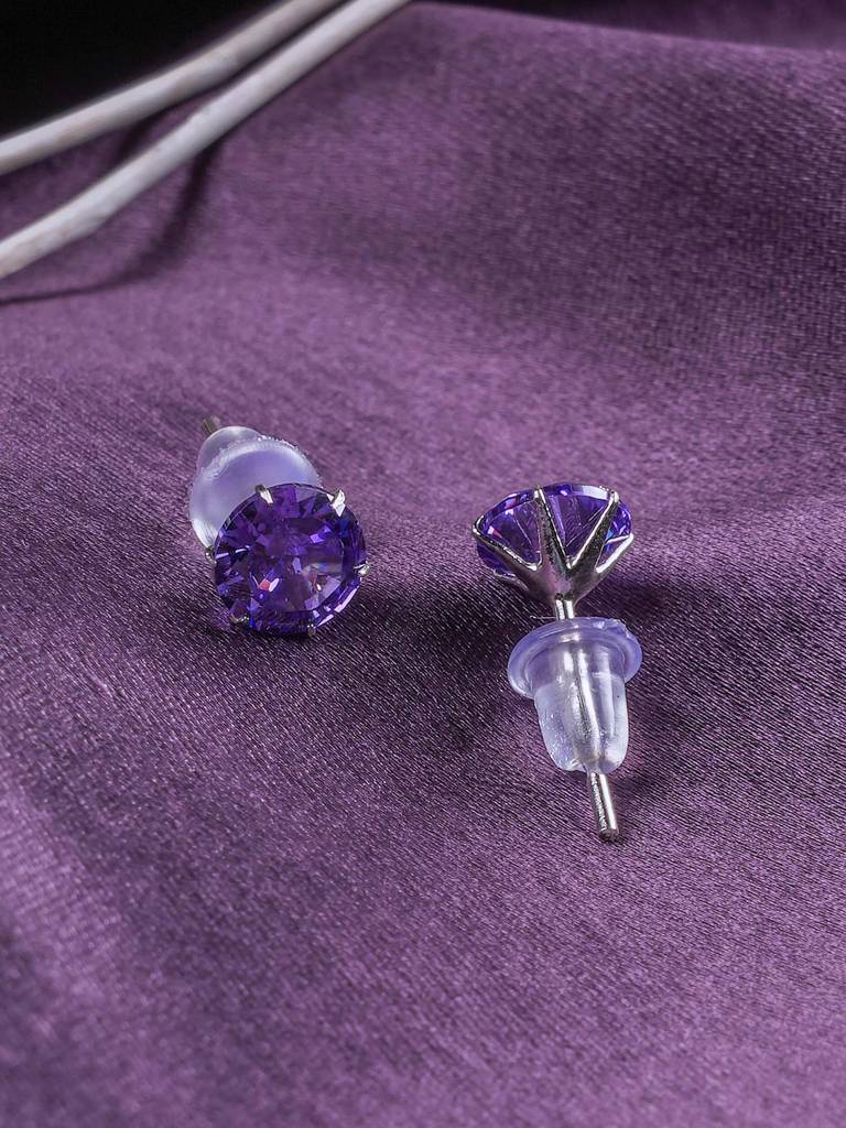 925 Sterling Silver Orchidtwinkle Studs For Womens - Waterproof & Anti-Tarnish : STWER0838