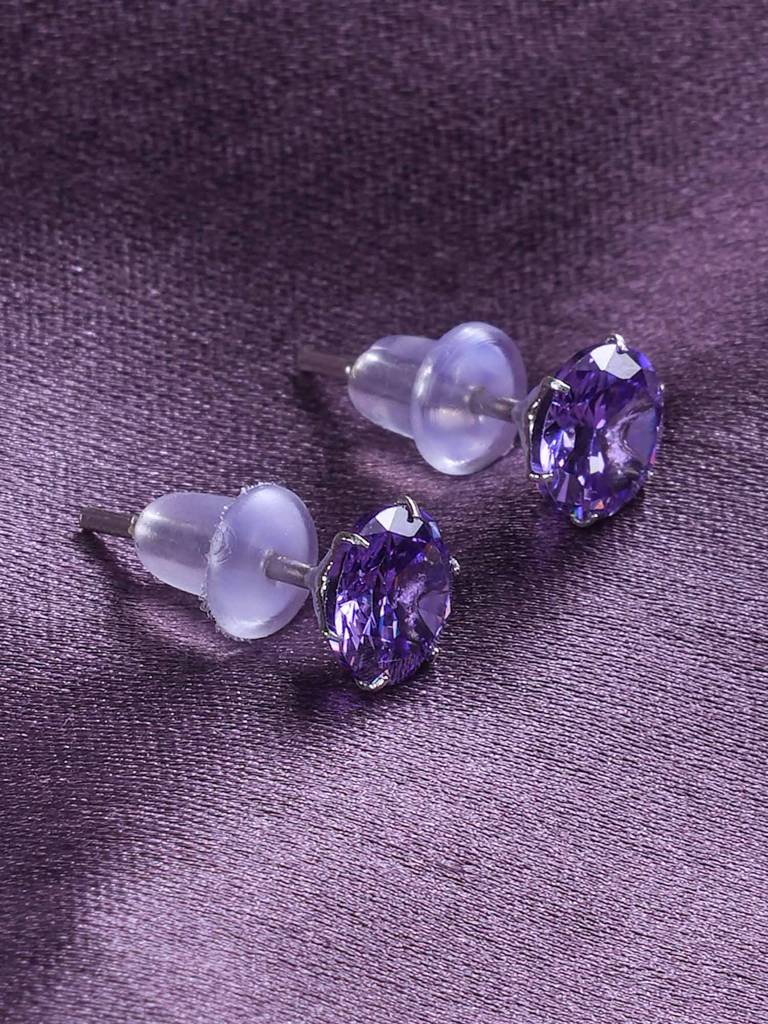 925 Sterling Silver Orchidtwinkle Studs For Womens - Waterproof & Anti-Tarnish : STWER0838