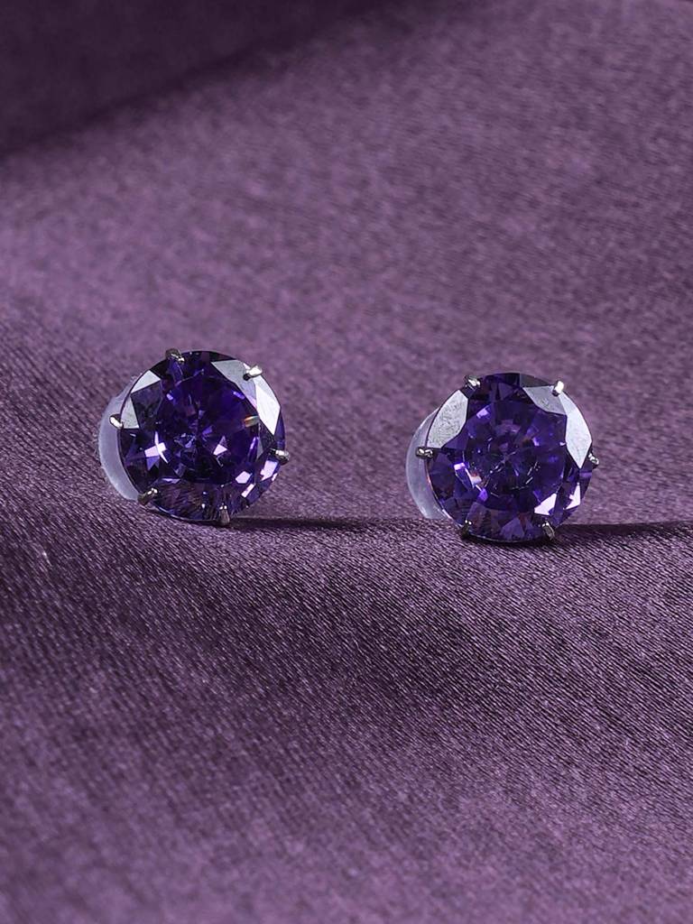 925 Sterling Silver Orchidtwinkle Studs For Womens - Waterproof & Anti-Tarnish : STWER0838