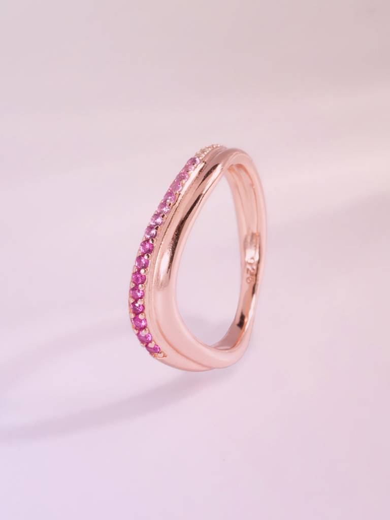 Petal Veil Rose Gold 925 Ring For Womens : STWRG0745-5