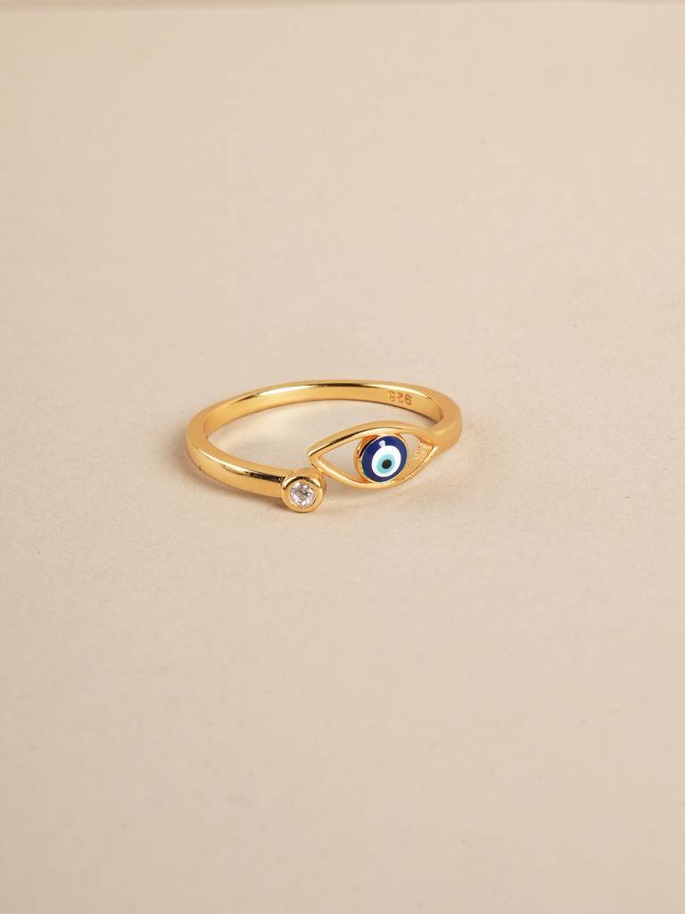 Evil Eye Zeinth Open 925 Silver Ring For Womens - Size- Adjustable : STWRG0903-A