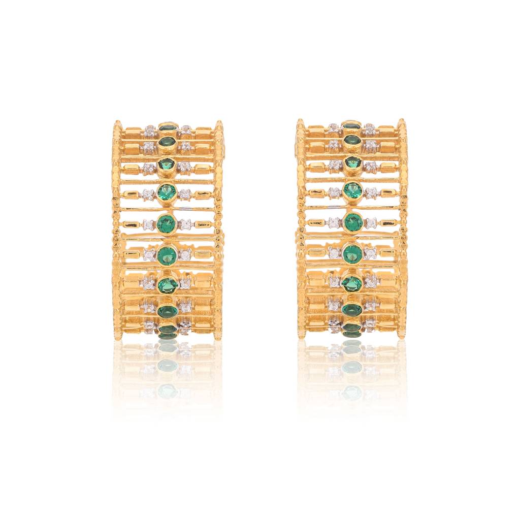 Embellished Emerald Hoops : SW-ER-07