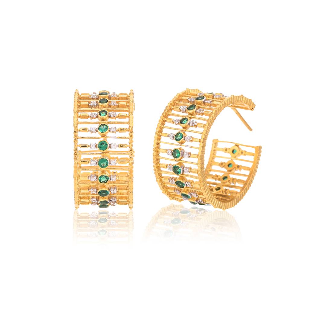 Embellished Emerald Hoops : SW-ER-07