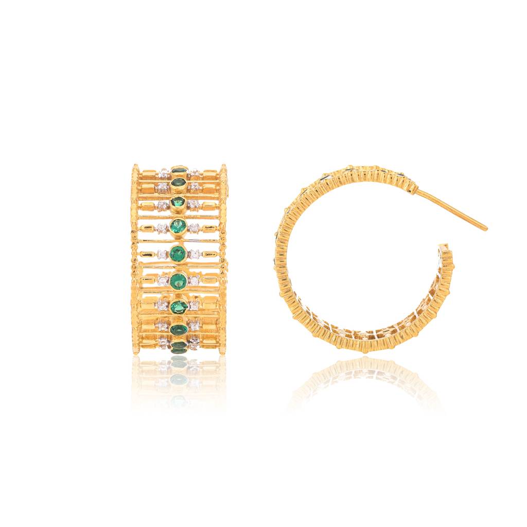 Embellished Emerald Hoops : SW-ER-07