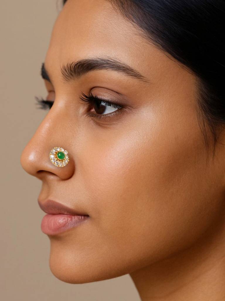 Firoza Gold Plated Meher Noor Nosepin : SWARNANP1615