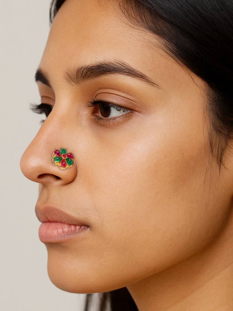 Firoza Gold Plated Padmavati Nosepin : SWARNANP1620