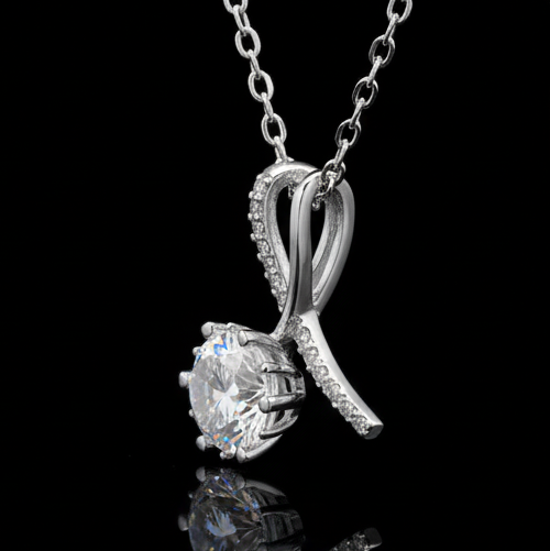Pure 925 Silver Solitaire Knot Moissanite Pendant For Women : SYM-0198