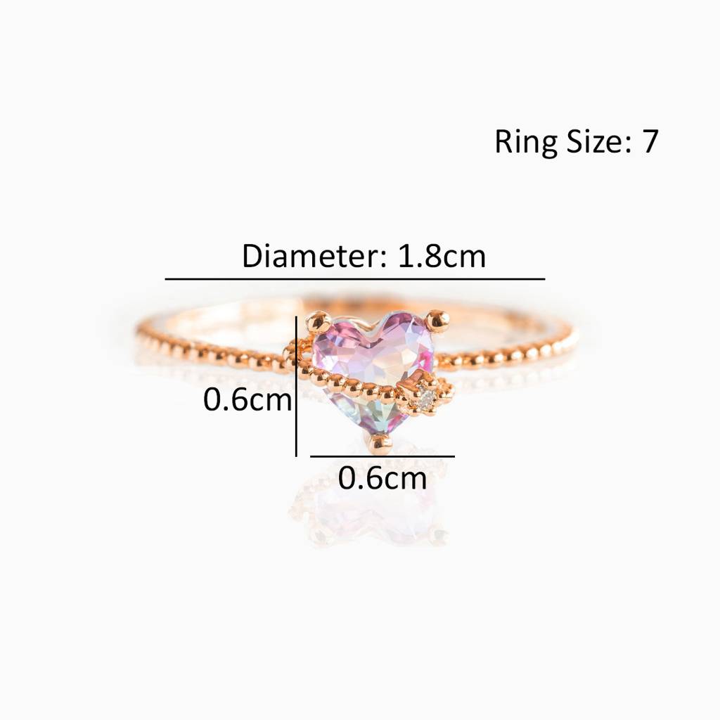 18K Gold Plated Waterproof, Anti-Tarnish Zircon Heart Hug Ring, Size:7 : AWU0125R141PK_7