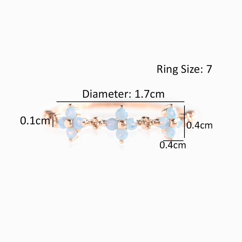 18K Plated Waterproof, Anti-Tarnish Blue Zircon Floral Ring, Size:7 : AWU0125R143RG_7