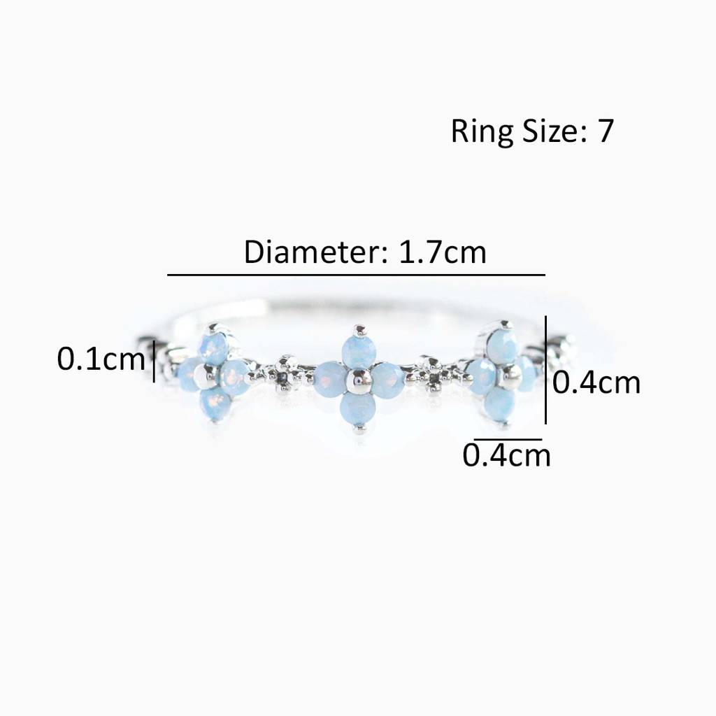 18K Plated Waterproof, Anti-Tarnish Blue Zircon Floral Ring, Size:7 : AWU0125R143S_7